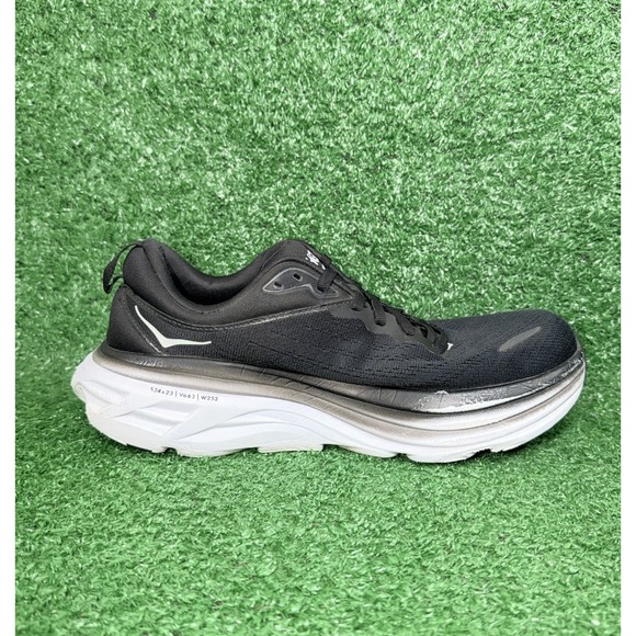 Hoka One One Bondi 8 Women Size 9.5 Black White Athletic Running Shoes Sneakers - Picture 3 of 11